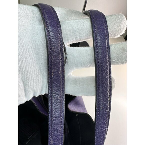 Vtg Coach Turnlock Edie Dark Purple Pebble Leather Shoulder Bag - Picture 16 of 16
